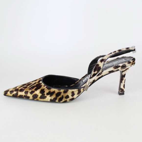 NEW Alexander Wang Leopard Velvet Pumps | Logo Crystal Slingback Heels - Picture 4 of 15